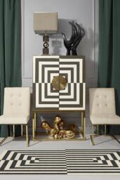 Op Art Charcoal Flatwoven Rug by Jonathan Adler - 60x90 - Machine Washable Area Rug - Kid & Pet Friendly - Indoor Rugs - Ruggable - thumbnail 2
