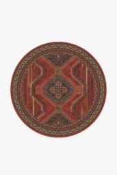 Mandalore Scarlet Red Flatwoven Rug - 185 Round - Machine Washable Area Rug - Kid & Pet Friendly - Indoor Rugs - Ruggable