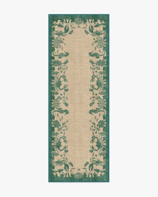 Ionia Emerald & Tan Outdoor Rug - 75x215 - Machine Washable Area Rug - Kid & Pet Friendly - Outdoor Rugs - Ruggable - image 1