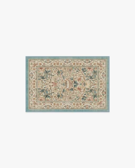 Lodden Soft Rose & Teal Flatwoven Rug by Morris & Co. - 60x90 - Machine Washable Area Rug - Kid & Pet Friendly - Indoor Rugs - Ruggable - image 1