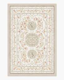 Twin Bunny Border Natural Flatwoven Rug - 185x275 - Machine Washable Area Rug - Kid & Pet Friendly - Indoor Rugs - Ruggable