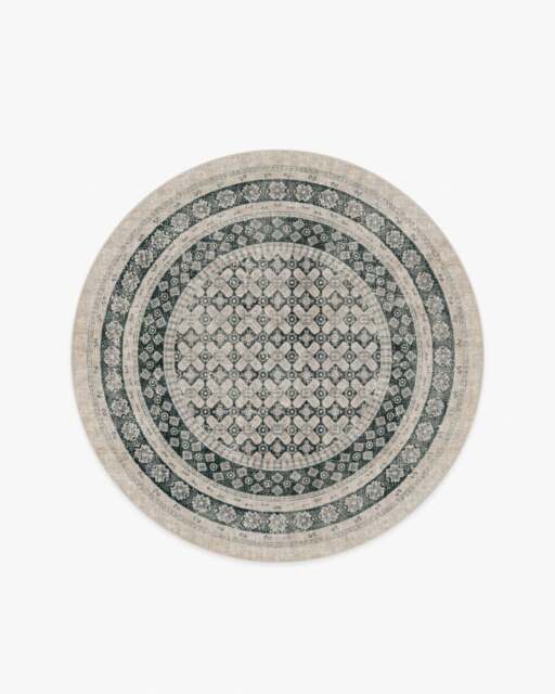 Cyrus Taupe & Soft Charcoal Flatwoven Rug - 185 Round - Machine Washable Area Rug - Kid & Pet Friendly - Indoor Rugs - Ruggable - image 1