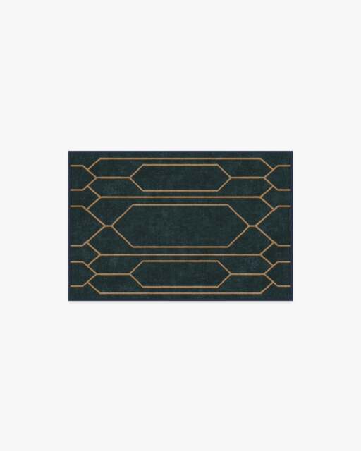 Bryant Marine Blue & Gold Flatwoven Rug by The Hiltons - 60x90 - Machine Washable Area Rug - Kid & Pet Friendly - Indoor Rugs - Ruggable - image 1