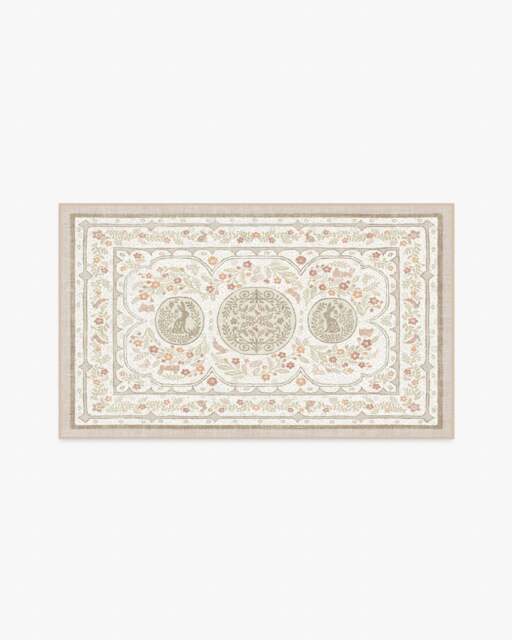 Twin Bunny Border Natural Rug - 90x150 - Machine Washable Area Rug - Kid & Pet Friendly - Indoor Rugs - Ruggable - image 1