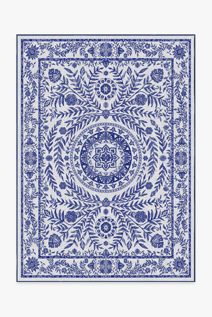 Fontaine Delft Blue Outdoor Rug - 150x215 - Machine Washable Area Rug - Kid & Pet Friendly - Indoor Rugs - Ruggable - image 1