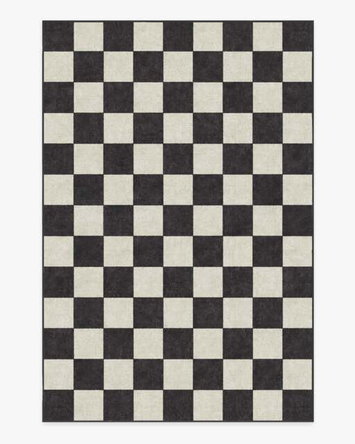 Jaque Checkered Black Rug - 200x290 - Machine Washable Area Rug - Kid & Pet Friendly - Indoor Rugs - Ruggable - image 1