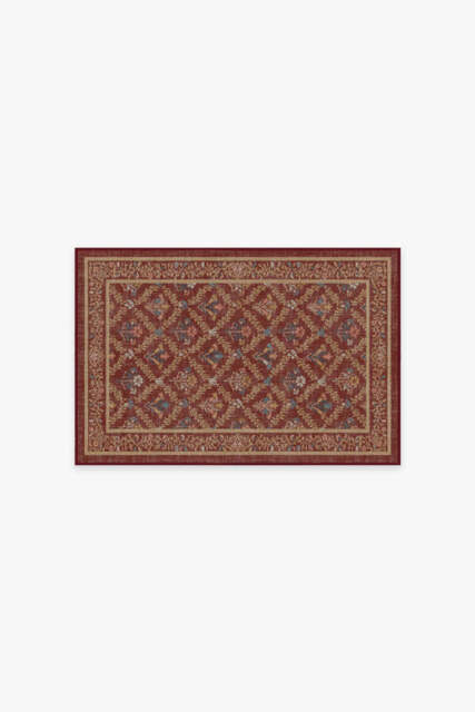 Bellflowers Amber Red Flatwoven Rug by Morris & Co. - 60x90 - Machine Washable Area Rug - Kid & Pet Friendly - Indoor Rugs - Ruggable - image 1