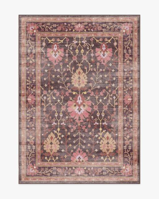 Serafina Coral & Burgundy Rug - 150x215 - Machine Washable Area Rug - Kid & Pet Friendly - Indoor Rugs - Ruggable - image 1