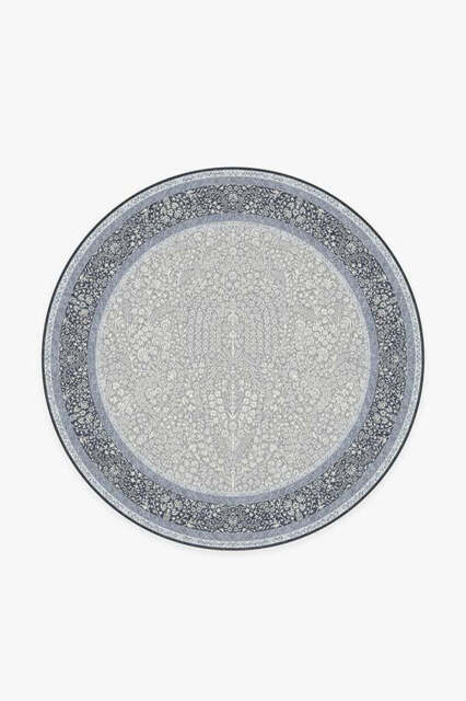 Afshan Steel Blue Rug - 185 Round - Machine Washable Area Rug - Kid & Pet Friendly - Indoor Rugs - Ruggable