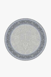 Afshan Steel Blue Rug - 185 Round - Machine Washable Area Rug - Kid & Pet Friendly - Indoor Rugs - Ruggable - thumbnail 1