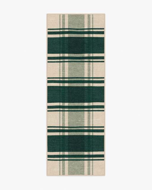 Easton Plaid Green Rug - 75x215 - Machine Washable Area Rug - Kid & Pet Friendly - Indoor Rugs - Ruggable - image 1