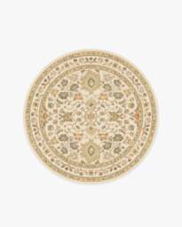 Calabria Cream & Gold Flatwoven Rug - 185 Round - Machine Washable Area Rug - Kid & Pet Friendly - Indoor Rugs - Ruggable