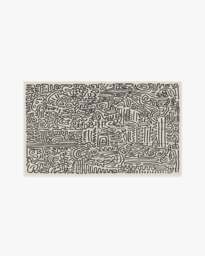 Freestyle Black & Ivory Rug by Keith Haring - 60x90 - Machine Washable Area Rug - Kid & Pet Friendly - Indoor Rugs - Ruggable - thumbnail 2