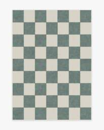 Jaque Checkered Slate Green Flatwoven Rug - 150x215 - Machine Washable Area Rug - Kid & Pet Friendly - Indoor Rugs - Ruggable - thumbnail 1