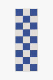 Jaque Checkered Blue Outdoor Rug - 75x215 - Machine Washable Area Rug - Kid & Pet Friendly - Indoor Rugs - Ruggable - thumbnail 1