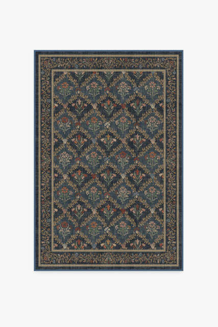 Bellflowers Blue Flatwoven Rug by Morris & Co. - 120x185 - Machine Washable Area Rug - Kid & Pet Friendly - Indoor Rugs - Ruggable - image 1