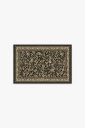 Bird & Pomegranate Soft Black Flatwoven Rug by Morris & Co. - 60x90 - Machine Washable Area Rug - Kid & Pet Friendly - Indoor Rugs - Ruggable - thumbnail 1