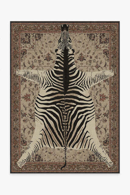 On Safari Hazel Flatwoven Rug by Iris Apfel Brown - 150x215 - Machine Washable Area Rug - Kid & Pet Friendly - Indoor Rugs - Ruggable - image 1