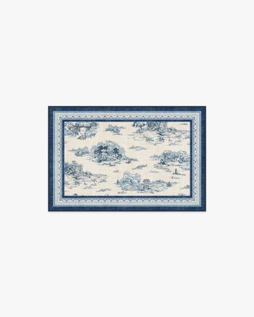 Provence Toile Delft Blue Rug - 60x90 - Machine Washable Area Rug - Kid & Pet Friendly - Indoor Rugs - Ruggable - image 1