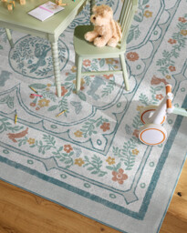 Twin Bunny Border Blue Flatwoven Rug - 200x290 - Machine Washable Area Rug - Kid & Pet Friendly - Indoor Rugs - Ruggable - thumbnail 2
