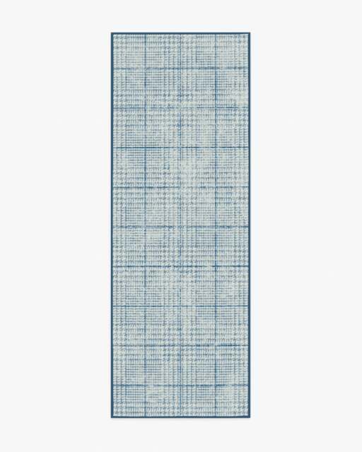Glen Tartan Chambray & Navy Rug - 75x215 - Machine Washable Area Rug - Kid & Pet Friendly - Indoor Rugs - Ruggable - image 1