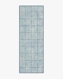 Glen Tartan Chambray & Navy Rug - 75x215 - Machine Washable Area Rug - Kid & Pet Friendly - Indoor Rugs - Ruggable - thumbnail 1