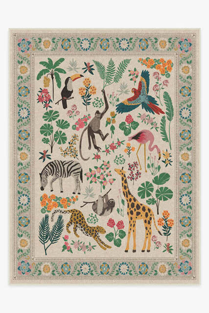 Jingle Jungle Flatwoven Rug by Iris Apfel Brown - 275x365 - Machine Washable Area Rug - Kid & Pet Friendly - Indoor Rugs - Ruggable - image 1