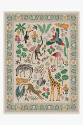 Jingle Jungle Flatwoven Rug by Iris Apfel Brown - 275x365 - Machine Washable Area Rug - Kid & Pet Friendly - Indoor Rugs - Ruggable - thumbnail 1