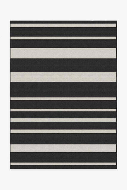 Sailmaker Stripe Black Outdoor Rug - 150x215 - Machine Washable Area Rug - Kid & Pet Friendly - Indoor Rugs - Ruggable - image 1