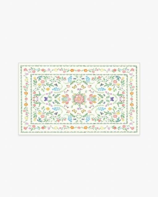 Springtime Lullaby Ivory Multicolour Flatwoven Rug - 90x150 - Machine Washable Area Rug - Kid & Pet Friendly - Indoor Rugs - Ruggable - image 1