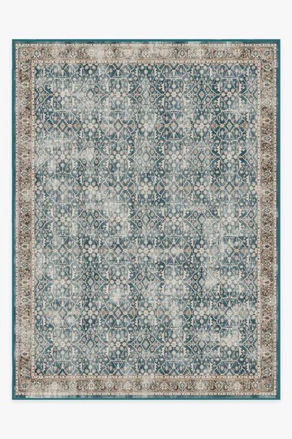 Celestine Teal Blue Flatwoven Rug - 275x365 - Machine Washable Area Rug - Kid & Pet Friendly - Indoor Rugs - Ruggable - image 1