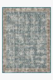 Celestine Teal Blue Flatwoven Rug - 275x365 - Machine Washable Area Rug - Kid & Pet Friendly - Indoor Rugs - Ruggable - thumbnail 1