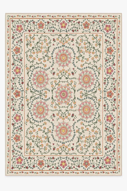 Suzani Coral Flatwoven Rug - 305x425 - Machine Washable Area Rug - Kid & Pet Friendly - Indoor Rugs - Ruggable - image 1