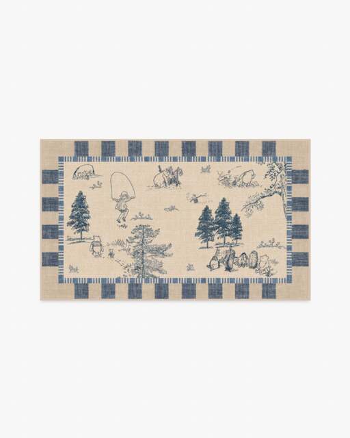 Storybook Grove Natural & Blue Flatwoven Rug - 90x150 - Machine Washable Area Rug - Kid & Pet Friendly - Indoor Rugs - Ruggable - image 1