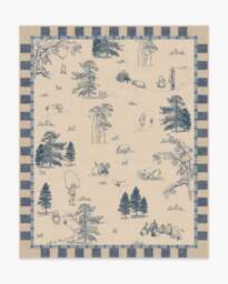 Storybook Grove Natural & Blue Flatwoven Rug - 90x150 - Machine Washable Area Rug - Kid & Pet Friendly - Indoor Rugs - Ruggable - thumbnail 2