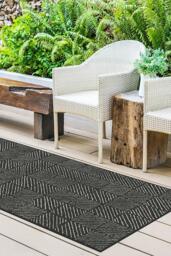 Parquet Black Outdoor Rug - 185x275 - Machine Washable Area Rug - Kid & Pet Friendly - Outdoor Rugs - Ruggable - thumbnail 2