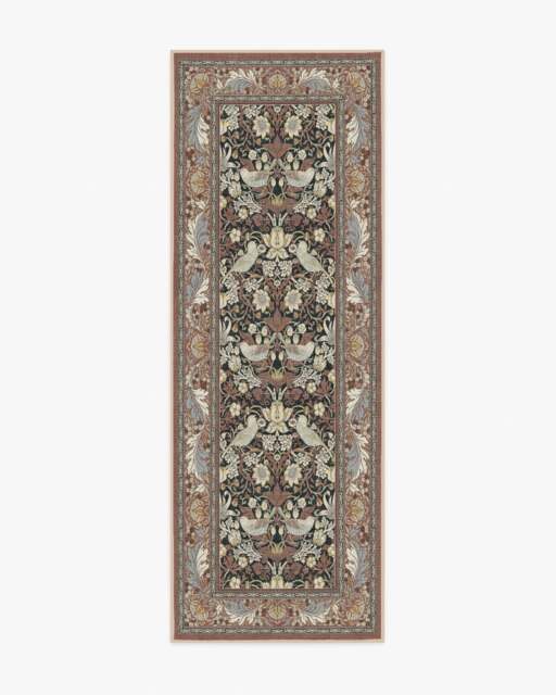 Strawberry Thief Black & Amber Rug by Morris & Co. - 75x215 - Machine Washable Area Rug - Kid & Pet Friendly - Indoor Rugs - Ruggable - image 1