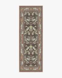 Strawberry Thief Black & Amber Rug by Morris & Co. - 75x215 - Machine Washable Area Rug - Kid & Pet Friendly - Indoor Rugs - Ruggable - thumbnail 1