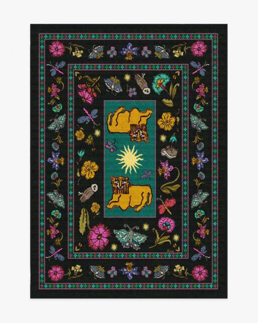 Lionâs Cub Charcoal Multicolour Flatwoven Rug by RIXO - 150x215 - Machine Washable Area Rug - Kid & Pet Friendly - Indoor Rugs - Ruggable - image 1