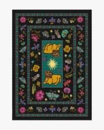 Lionâs Cub Charcoal Multicolour Flatwoven Rug by RIXO - 150x215 - Machine Washable Area Rug - Kid & Pet Friendly - Indoor Rugs - Ruggable - thumbnail 1