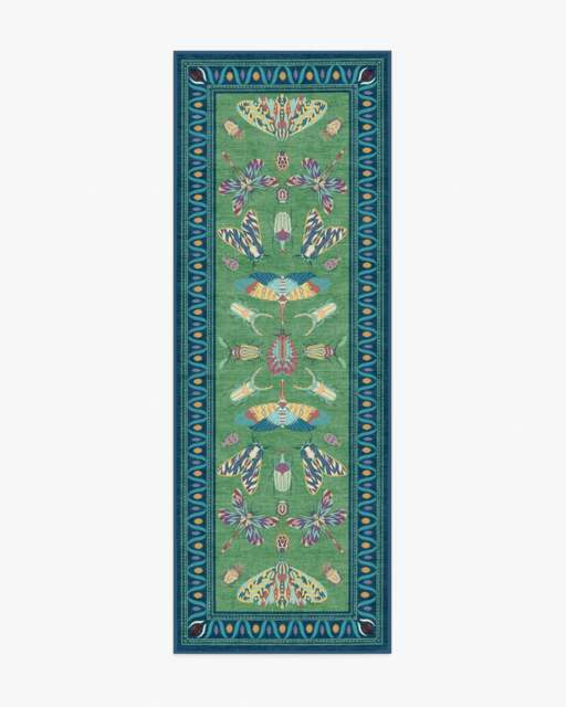 Flutterby Green & Sapphire Rug by Iris Apfel - 75x215 - Machine Washable Area Rug - Kid & Pet Friendly - Indoor Rugs - Ruggable - image 1