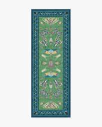 Flutterby Green & Sapphire Rug by Iris Apfel - 75x215 - Machine Washable Area Rug - Kid & Pet Friendly - Indoor Rugs - Ruggable - thumbnail 1