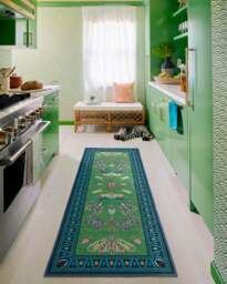 Flutterby Green & Sapphire Rug by Iris Apfel - 75x215 - Machine Washable Area Rug - Kid & Pet Friendly - Indoor Rugs - Ruggable - thumbnail 2