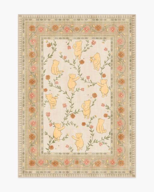 Pooh's Meadow Cream Multicolour Flatwoven Rug Beige - 150x215 - Machine Washable Area Rug - Kid & Pet Friendly - Indoor Rugs - Ruggable - image 1