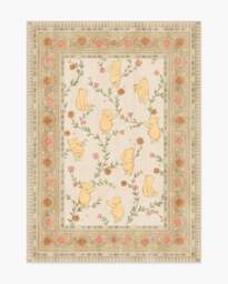 Pooh's Meadow Cream Multicolour Flatwoven Rug Beige - 150x215 - Machine Washable Area Rug - Kid & Pet Friendly - Indoor Rugs - Ruggable