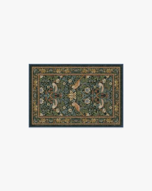 Strawberry Thief Indigo Flatwoven Rug by Morris & Co. - 60x90 - Machine Washable Area Rug - Kid & Pet Friendly - Indoor Rugs - Ruggable - image 1