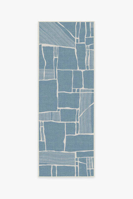 Rune Slate Blue Outdoor Rug - 75x215 - Machine Washable Area Rug - Kid & Pet Friendly - Outdoor Rugs - Ruggable - image 1
