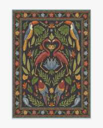 Birds Of A Feather Rug by Iris Apfel Green - 150x215 - Machine Washable Area Rug - Kid & Pet Friendly - Indoor Rugs - Ruggable - thumbnail 1