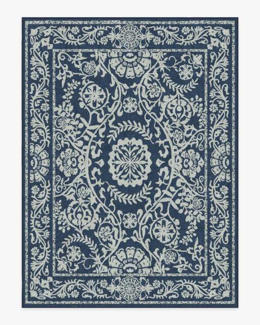 Delphina Navy Blue Flatwoven Rug - 275x365 - Machine Washable Area Rug - Kid & Pet Friendly - Indoor Rugs - Ruggable - image 1