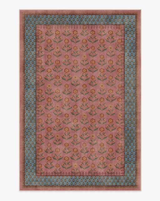 Sundara Rose & Blue Rug - 185x275 - Machine Washable Area Rug - Kid & Pet Friendly - Indoor Rugs - Ruggable - image 1